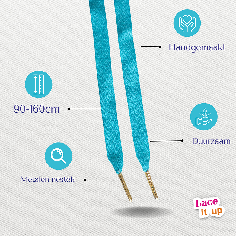 Tropical Blue – platte veters turquoise blauw