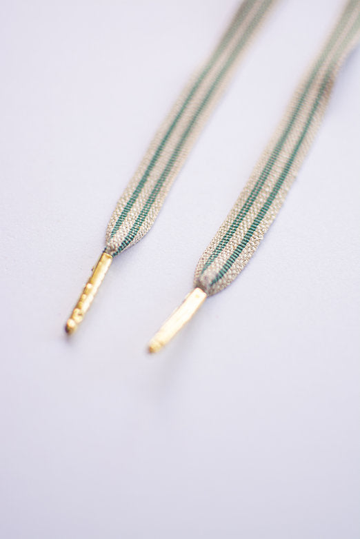 Olive Trail – linnenlook sneaker-veters met groene streep