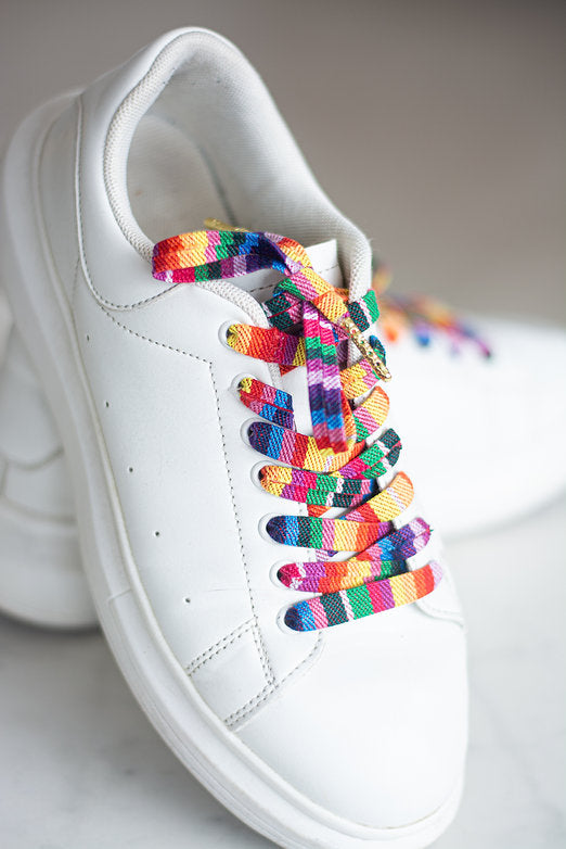 Schoenveters plat - kleurrijke strepen
