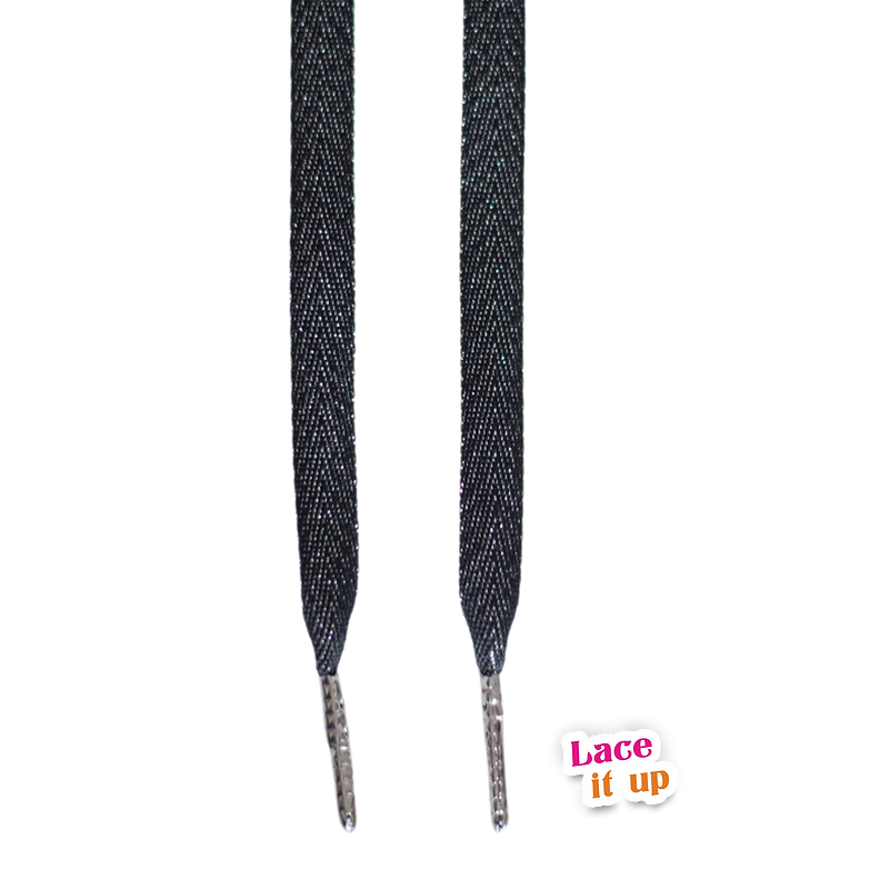 Cosmic Night – platte veters zwart met glitter