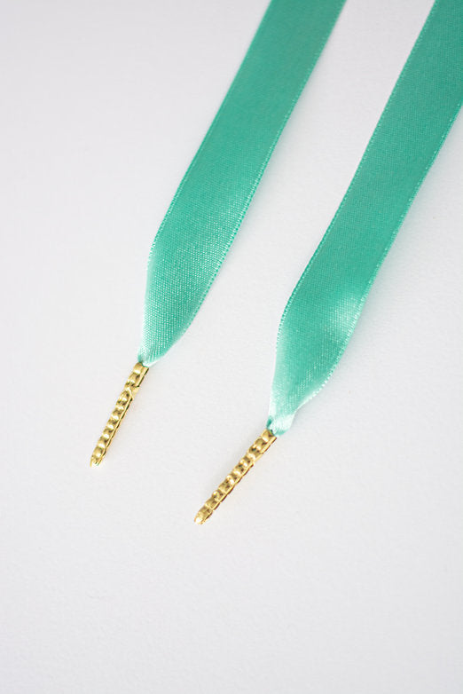 Schoenveters plat satijn luxe - mint groen breed