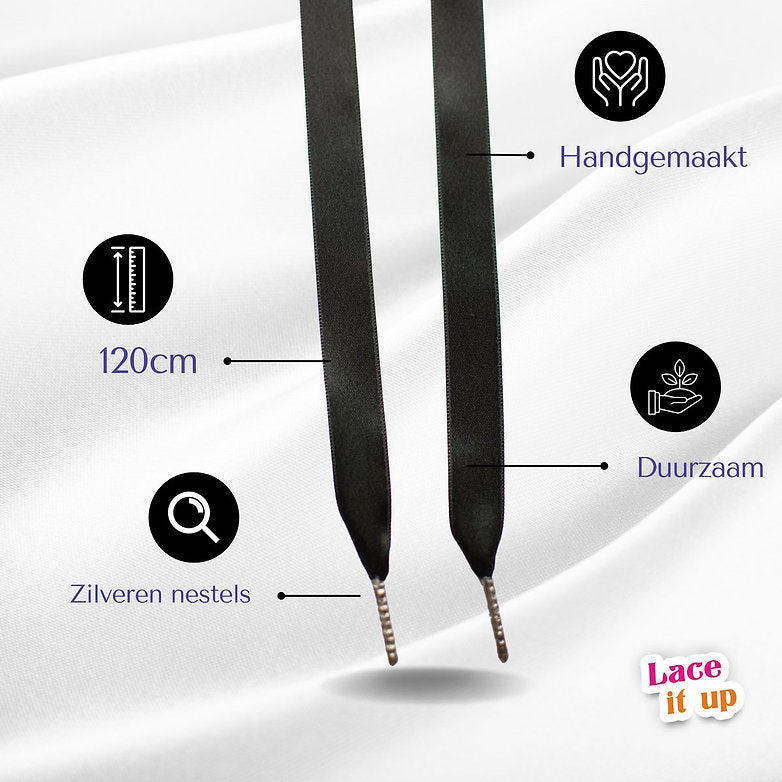 Midnight Luxe – Satijnen schoenveters zwart