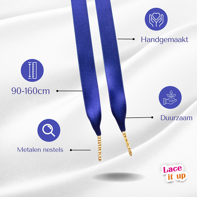 Royal Gold – Satijnen schoenveters koningsblauw