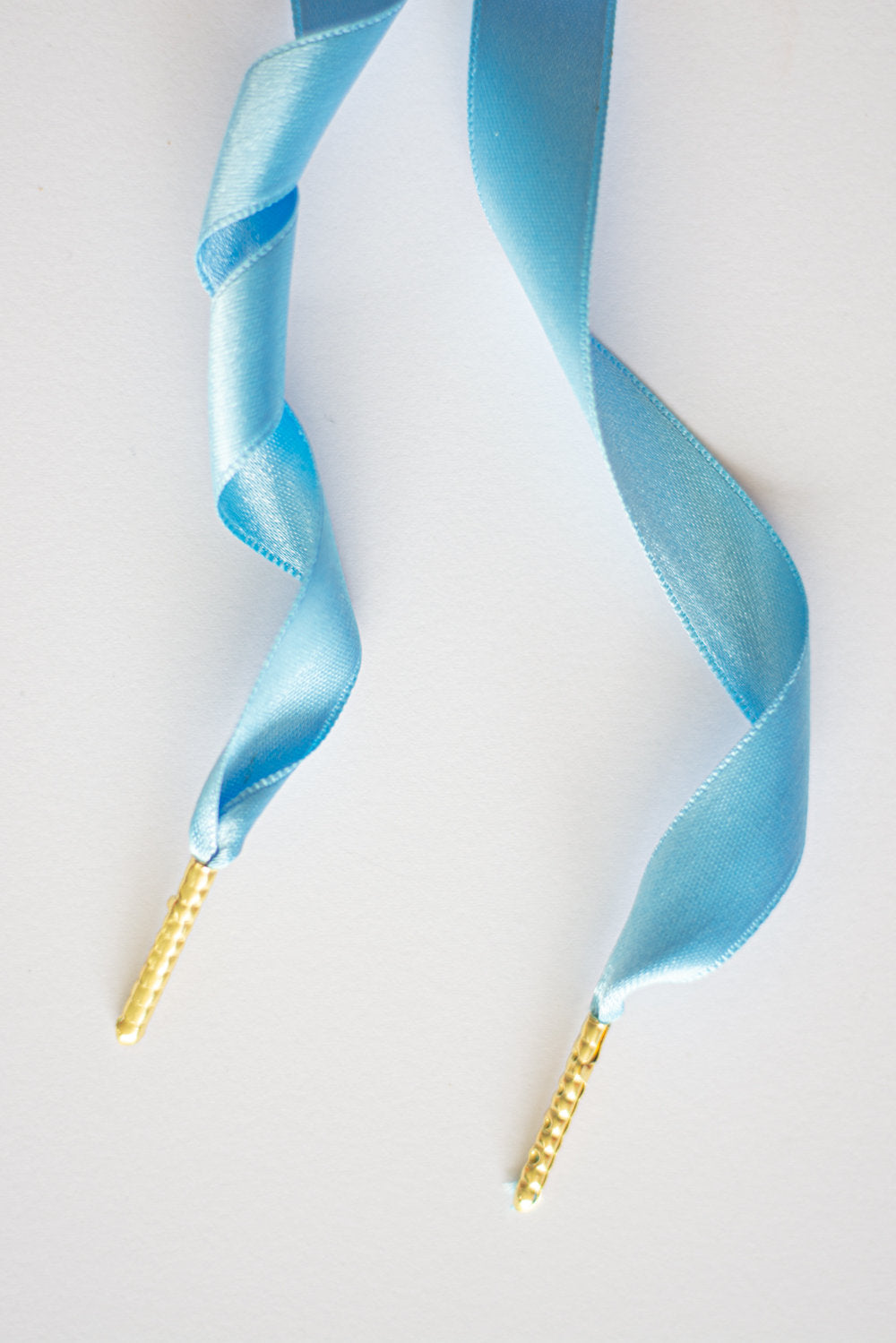 Schoenveters plat satijn luxe - hemels blauw breed