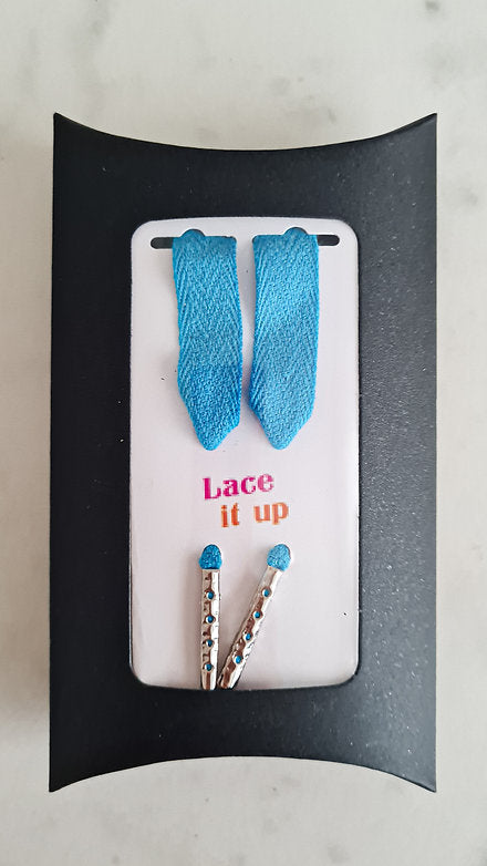 Tropical Blue – platte veters turquoise blauw