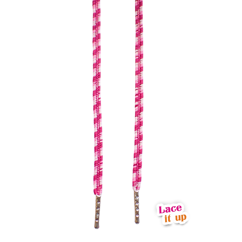 Sugar Stripes – platte veters roze met witte streepjes