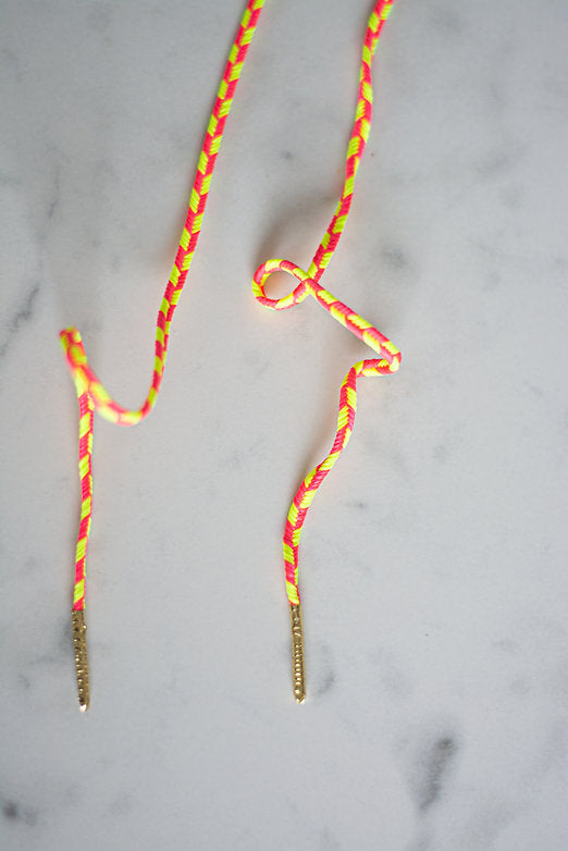 Schoenveters rond - koord geel oranje geblokt