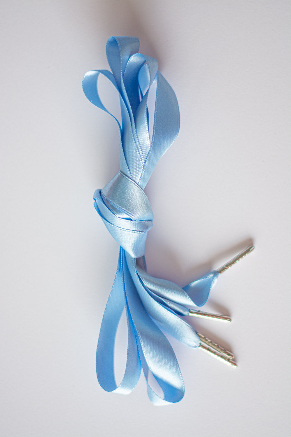 Schoenveters plat satijn luxe - ijs blauw breed