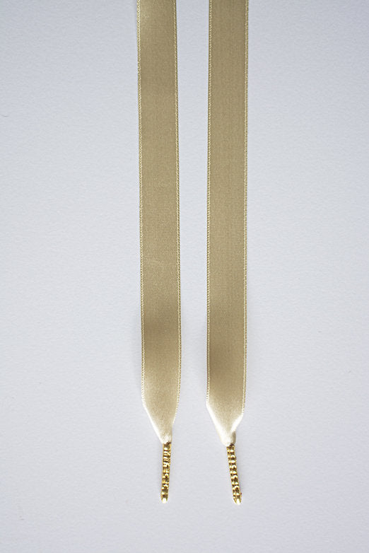 Schoenveters plat satijn luxe - champagne beige breed