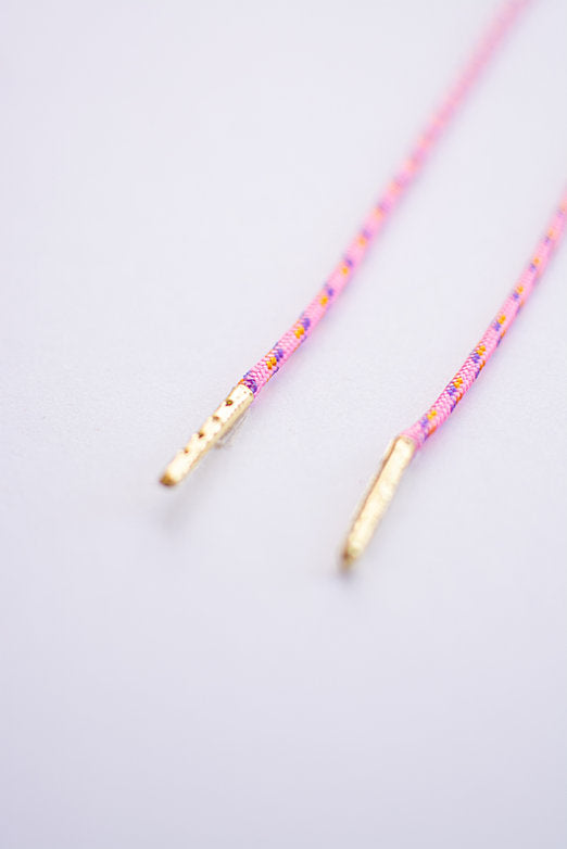 Schoenveters koord rond - roze met paarse streepjes