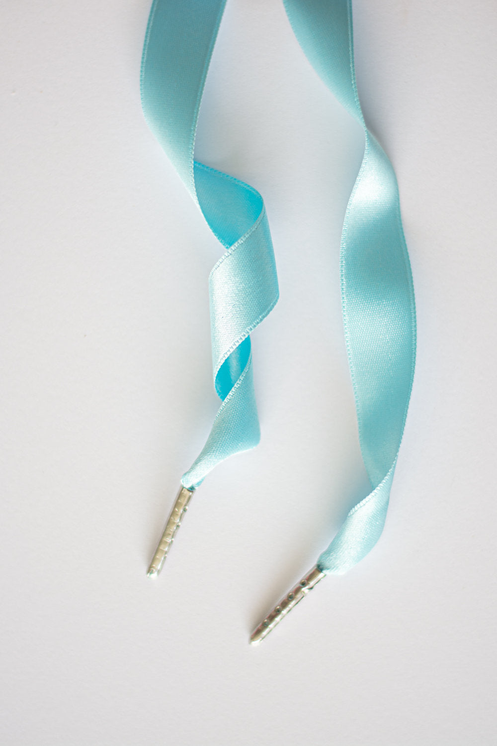 Schoenveters plat satijn luxe - aqua blauw breed