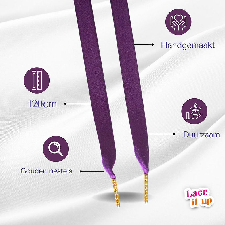 Royal Fig – satijnen sneaker-veters in auberginepaars