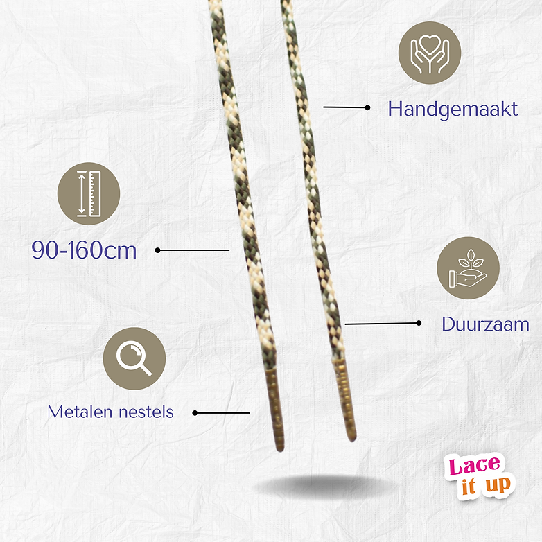 Forest Trail – ronde koordveters groen-beige streep