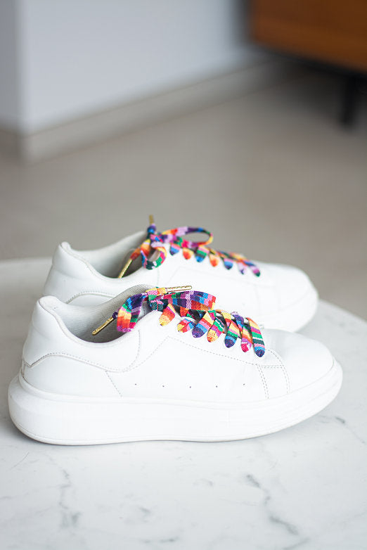 Schoenveters plat - kleurrijke strepen