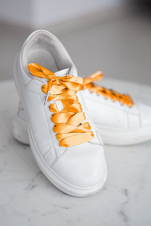 🧡 Golden Tangerine – platte satijnen veters oranje
