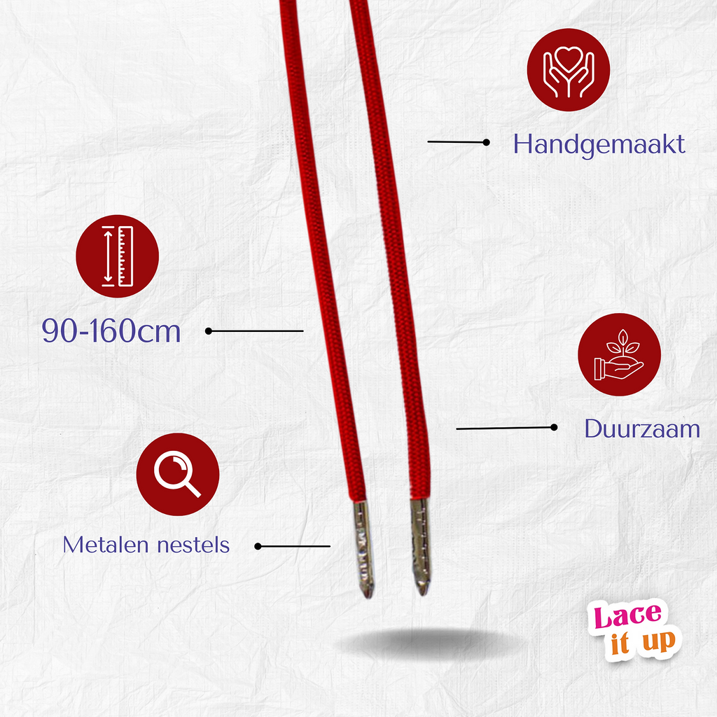 Cherry Pop – ronde fijne veters rood