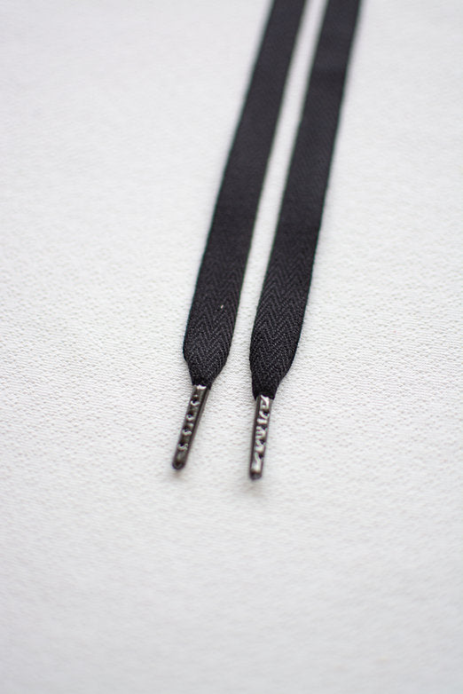 Schoenveters - uni zwart plat