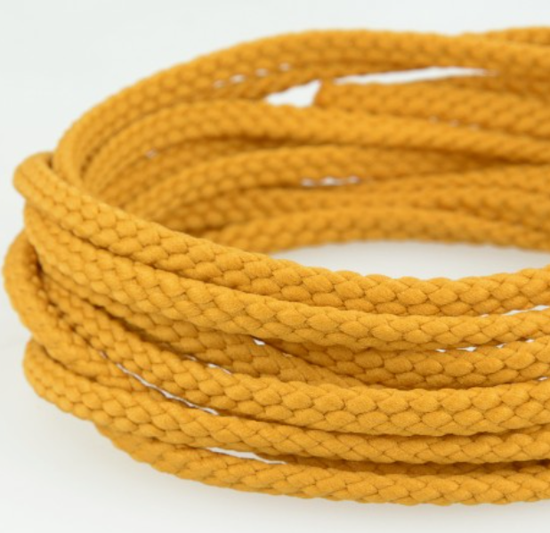 Schoenveters rond koord mosterd geel