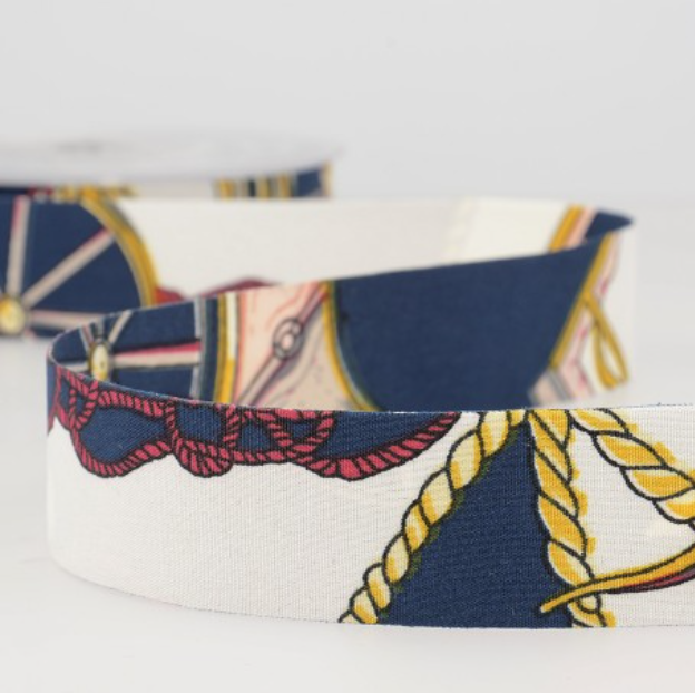 Schoenveters plat - blauw met sjaalprint