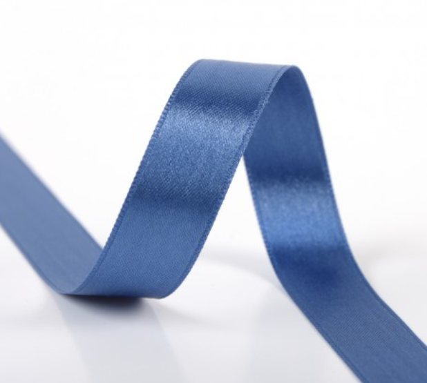 Schoenveters plat satijn luxe - jeans blauw breed